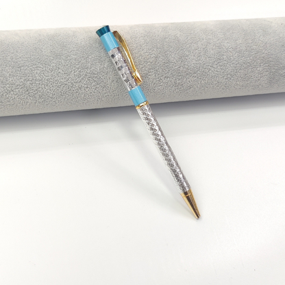 999 Pure Silver Ballpoint Pen Turquoise Royale Shriramsilverworks