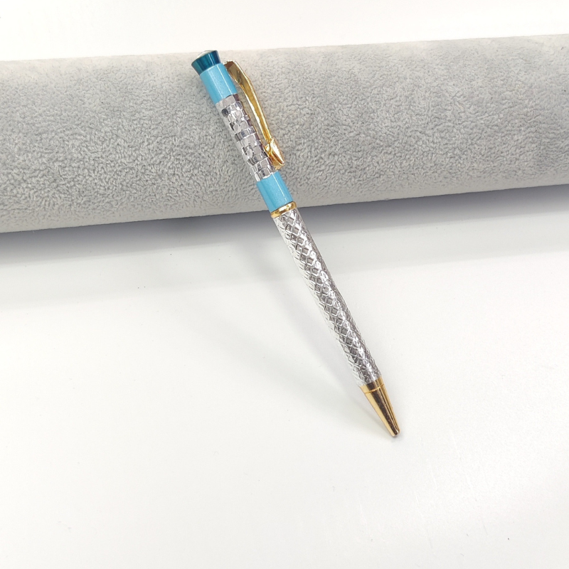 999 Pure Silver Ballpoint Pen Turquoise Royale Shriramsilverworks