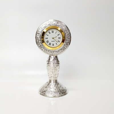 Heritage Handcrafted Silver Table Clock Shriramsilverworks
